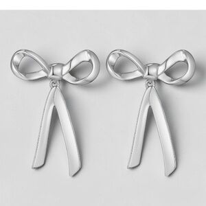 Silver Bow Drop Dangle Earrings, New in Box!